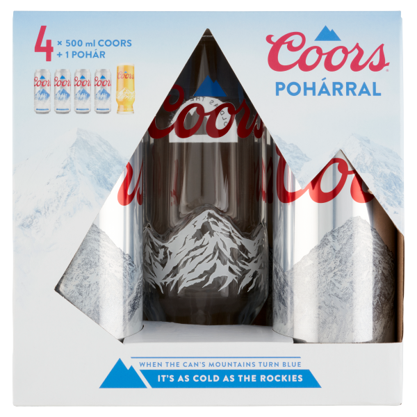 Coors Giftpack + pohár 4 x 0.5 L dobozos DRS