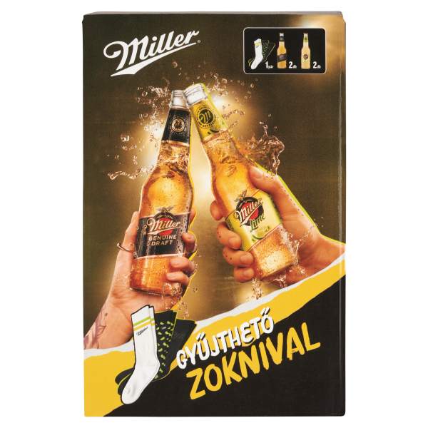 Miller Genuine Draft Giftpack + Zokni 4 x 0.33 L palackos DRS