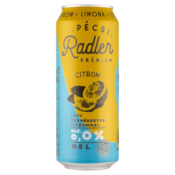 Pécsi Radler Citrom 0% 0.5 L dobozos DRS