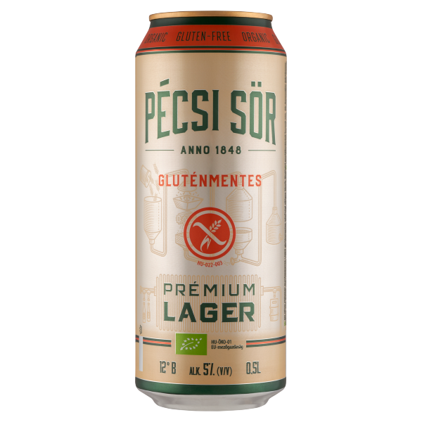 Pécsi Bio Prémium Gluténentes Lager 0.5 L dobozos DRS