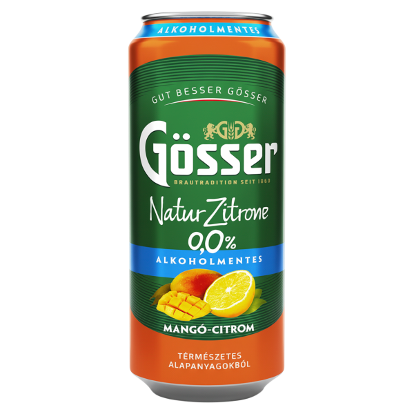 Gösser Natur Zitrone 0.0% Mangó-Citrom 0.5 L dobozos DRS