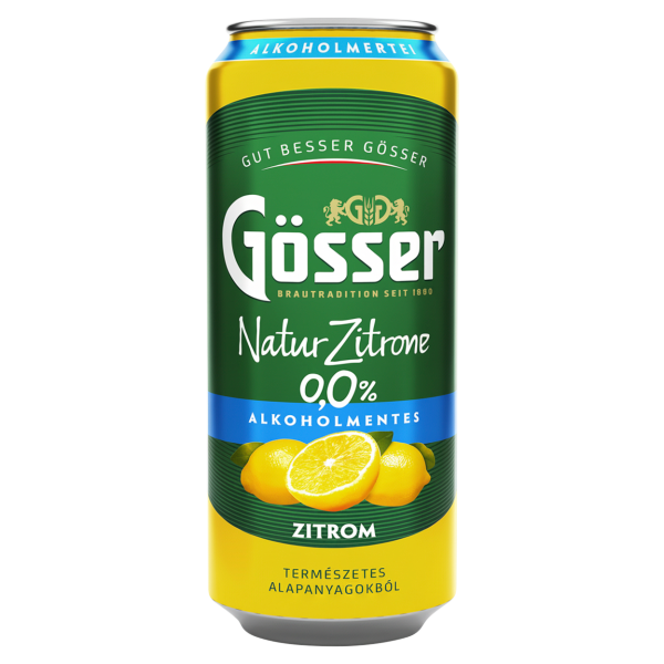 Gösser Natur Zitrone 0.0% Citrom 0.5 L dobozos DRS