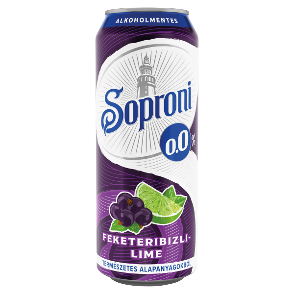 Soproni Feketeribizli-Lime 0% 0.5 L dobozos DRS