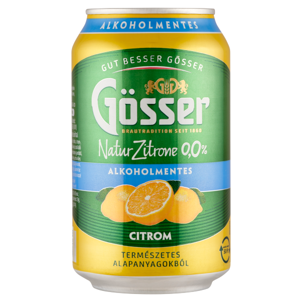 Gösser Natur Zitrone 0.0% Citrom 0.33 L dobozos DRS