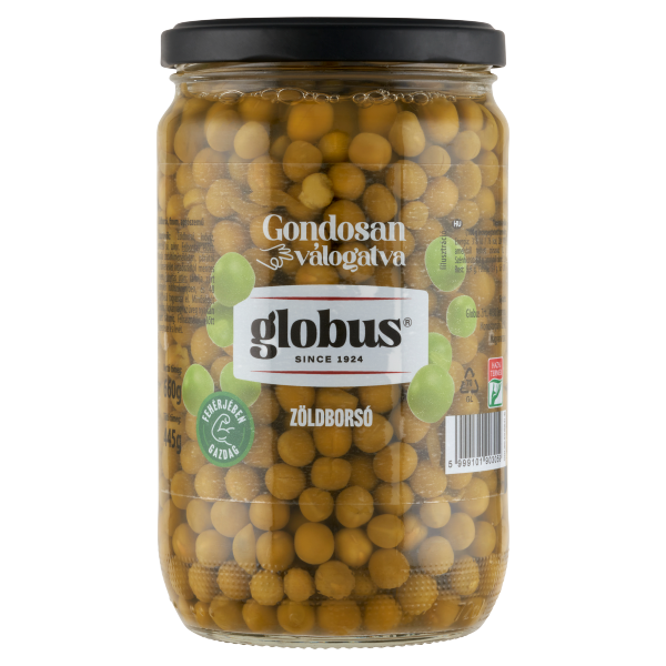 GLOBUS KONZERV Zöldborsó 720ml üveg