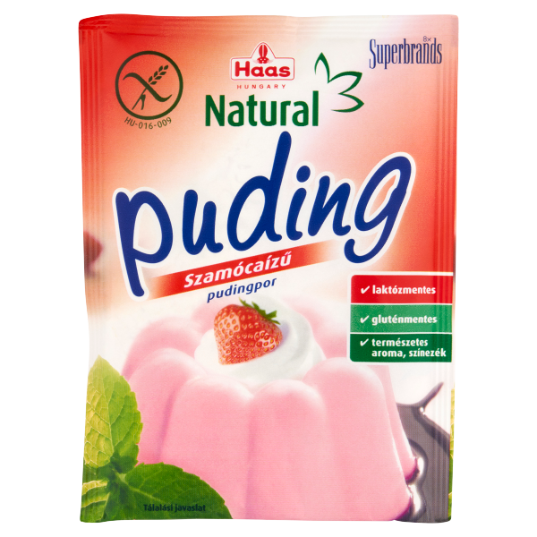 Haas Natural Szamócaízű pudingpo 40g