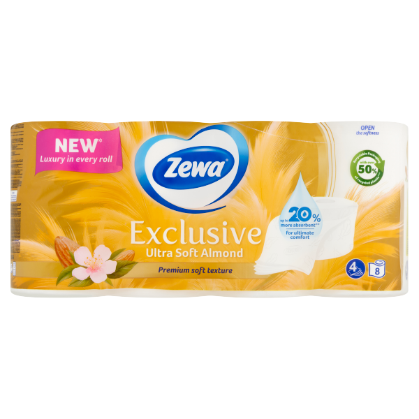 Zewa Exclus.Toalettpapír 4r. Almond 8tek.