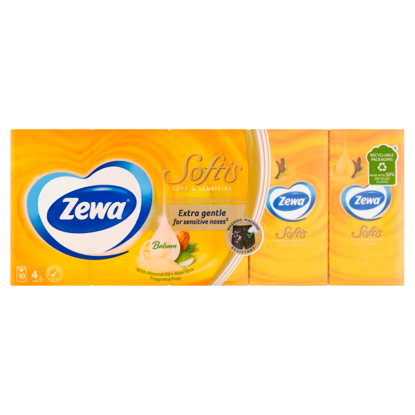 Zewa Softis 4 rétegű papírzsebkendő Soft&Sensitive 10x9