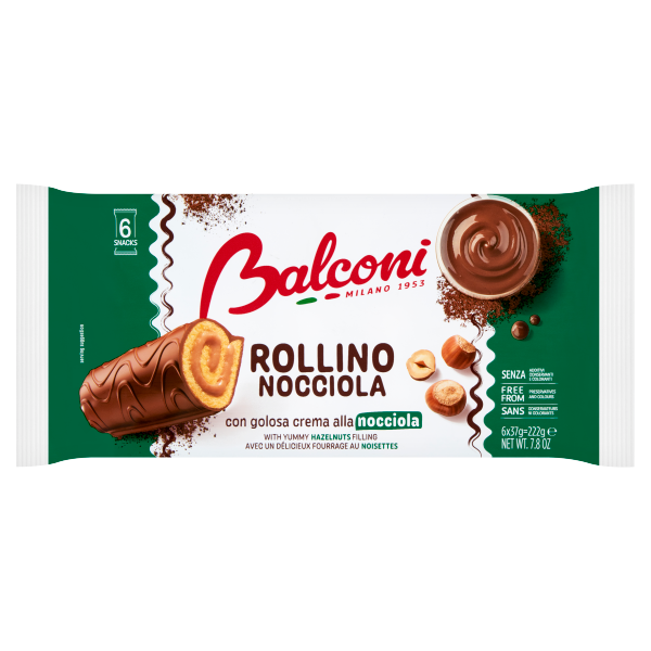 Balconi Rollino. mogyorós piskóta tekercs 6*37g
