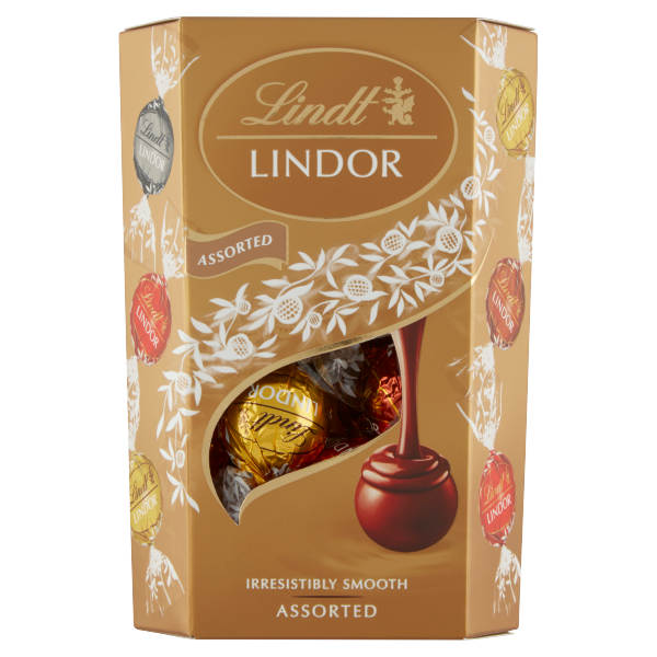 Lindt Lindor Assorted tejcsok.golyók díszdob.200g/8/