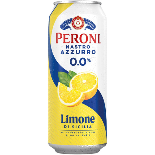 Peroni Nastro Azzuro Citrom 0% 0.5 L dobozos DRS