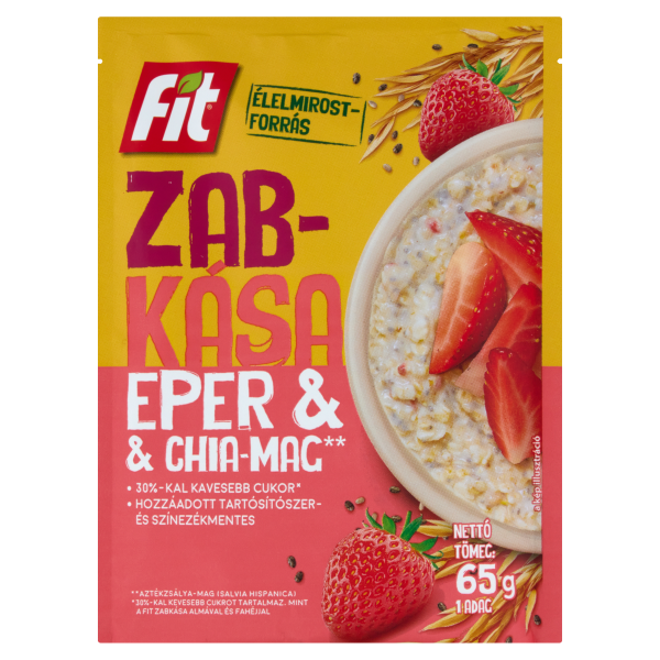 Fit reggeli zabkása CHIA maggal és eperrel ízesítve 65g/ 20/