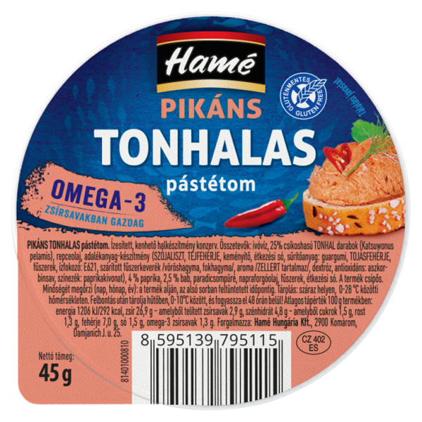 Hamé pástétom tonhalas pikáns 45g