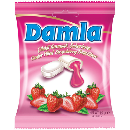 Damla eper izű töltött puhakaramell 90g