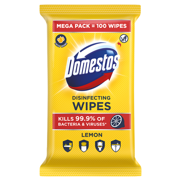 Domestos fert. törlőkendő 100db Lemon