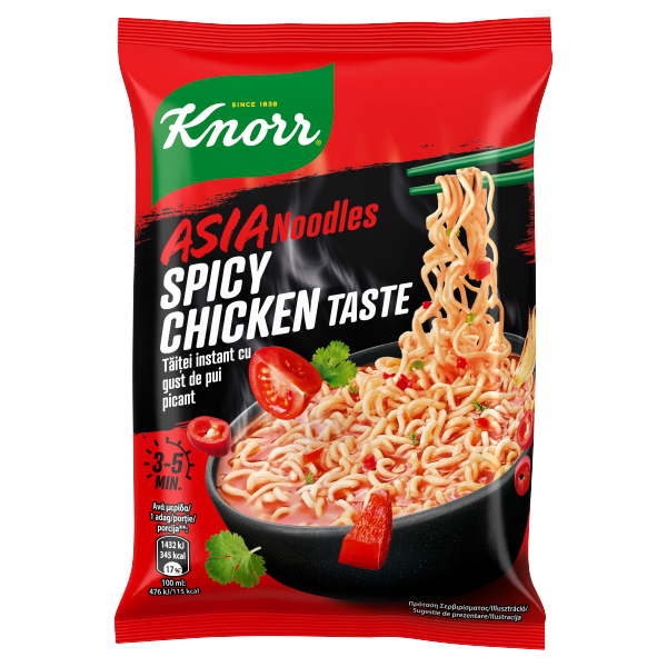 Knorr snacky 73g csípős csirkés inst.tészt.