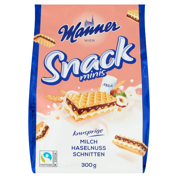 Manner Snack Minis tejes-mogyorós szeletek 300g /10/