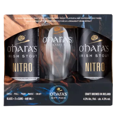 O'Hara Nitro Irish Stout 2 x 0.44 L dobozos + pohár PACK