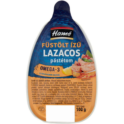 Hamé Füstölt ízű lazacos pást. 100g