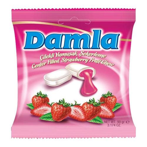 Damla Eper ízű töltött puhakar. 90g