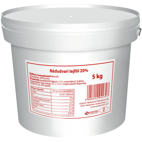 Tejföl 5kg 20% vödrös 
