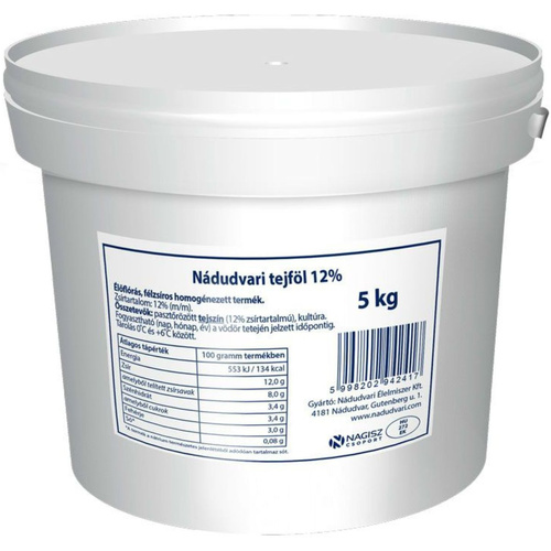 Tejföl 5kg 12% vödrös 