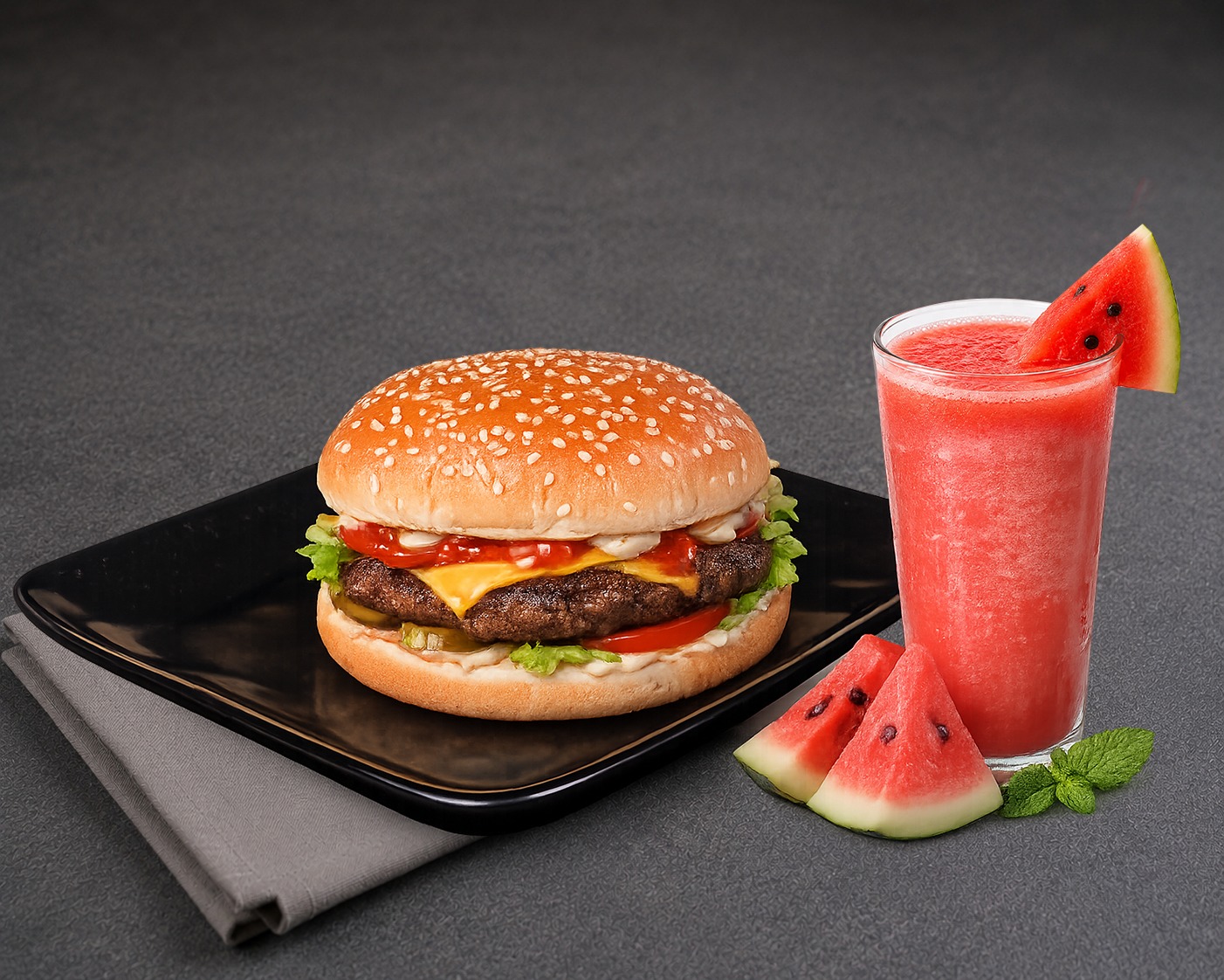Chicken, Beef Burger and Selected Juice Combo