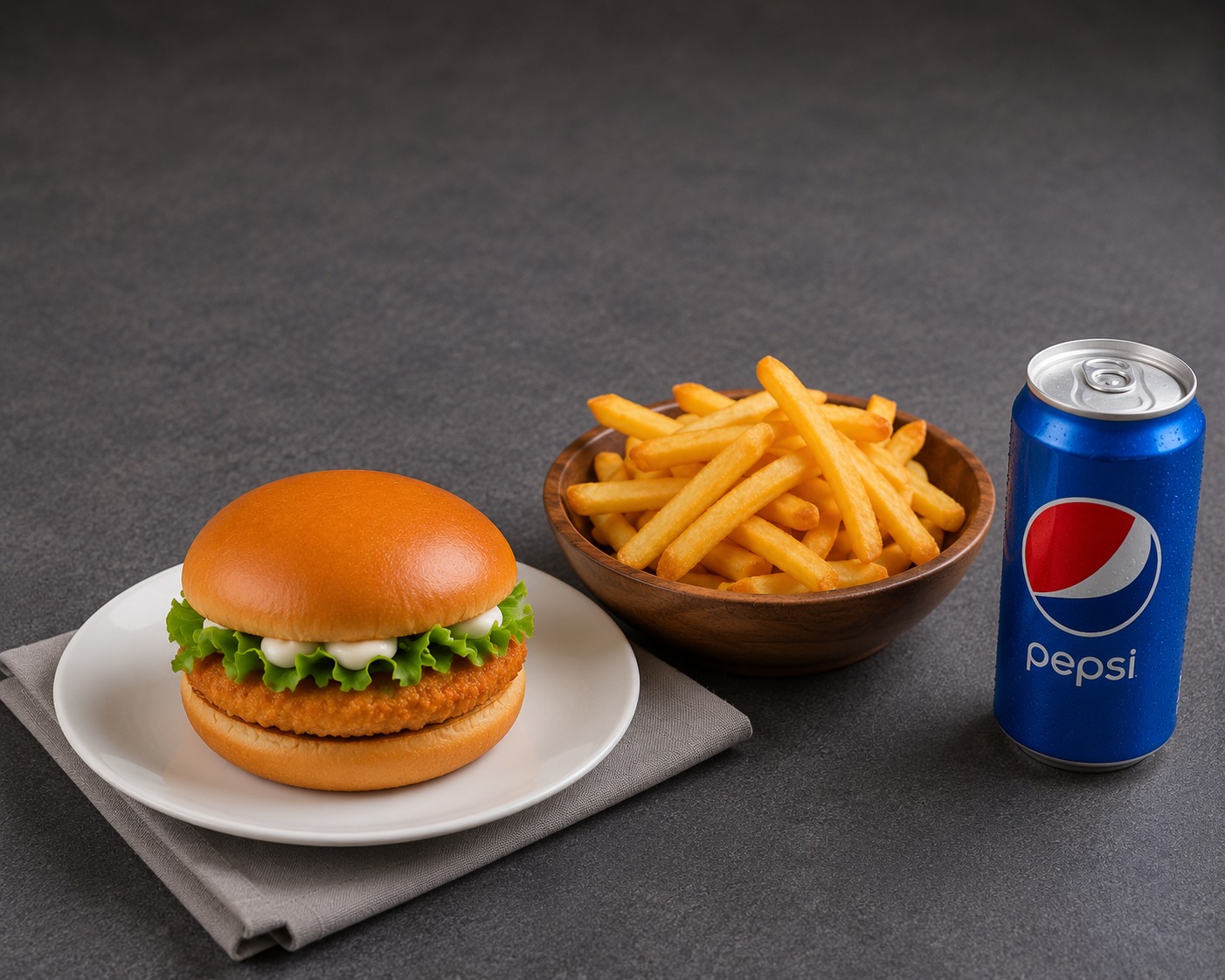 Chicken Burger, Fries & Selected Soft Drink Combo