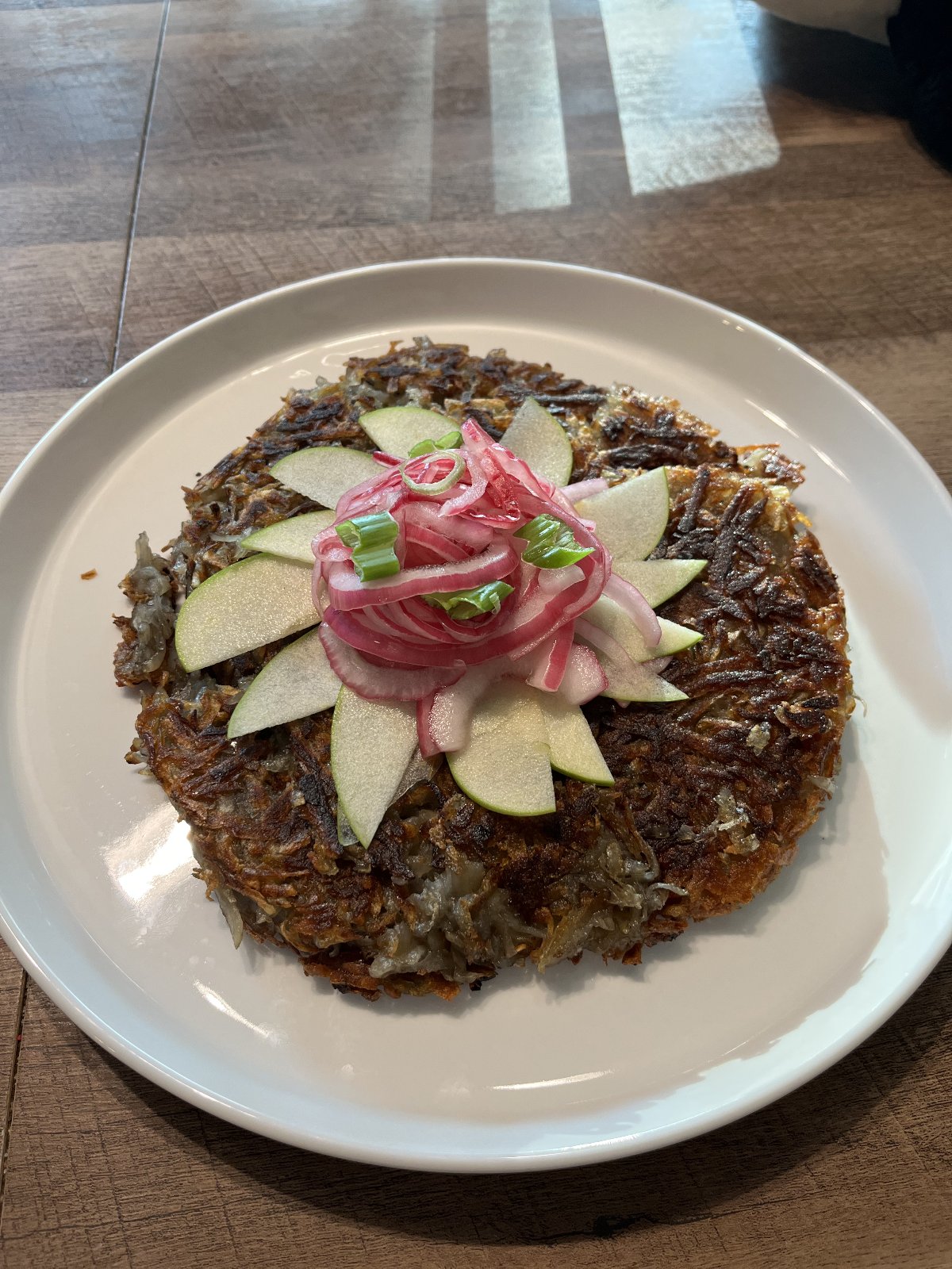 Crisp Potato Rosti with Pickled Red Onion and Apple