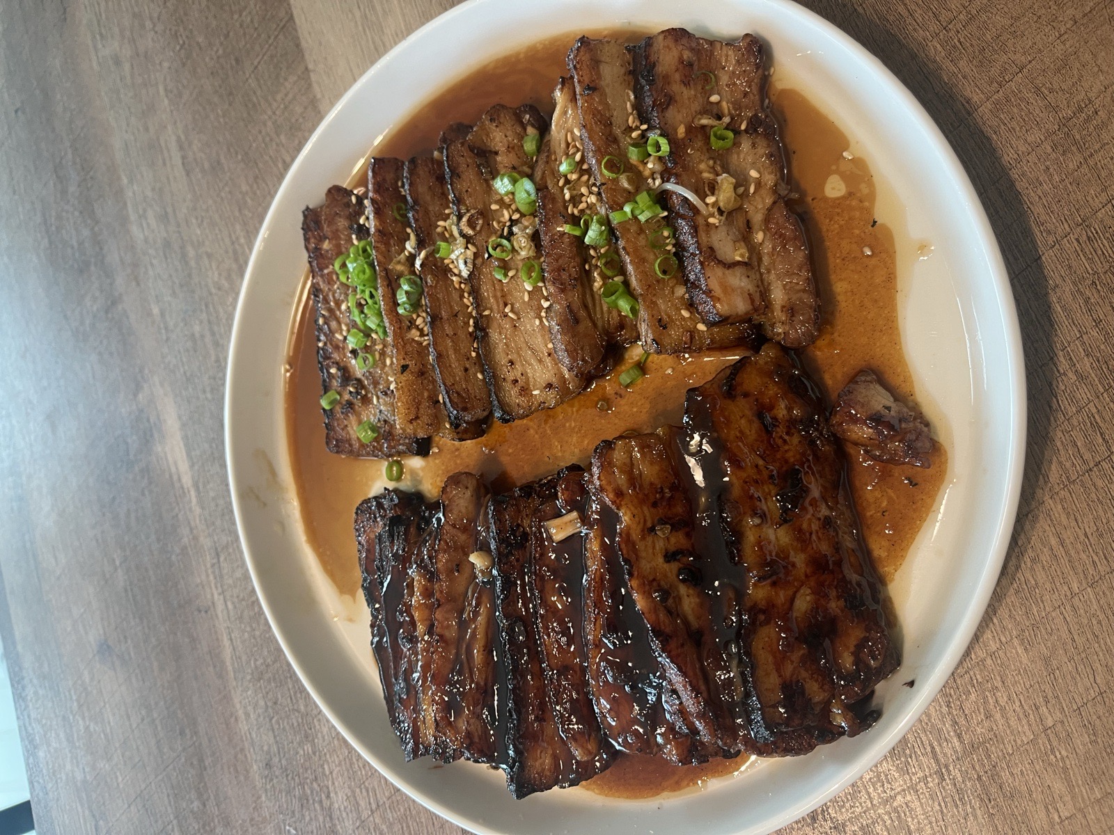 Pork Belly 2 Ways - Scallion Sesame Oil And Bulgolgi Char