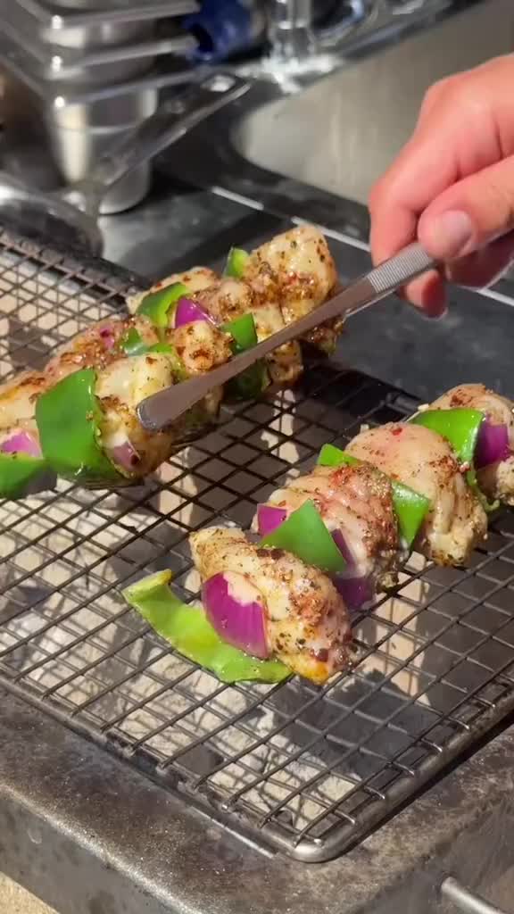 Monkfish Skewers with Cucumber Salad