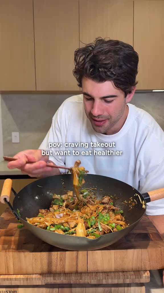 Beef & Mushroom Rice Noodle Stir Fry