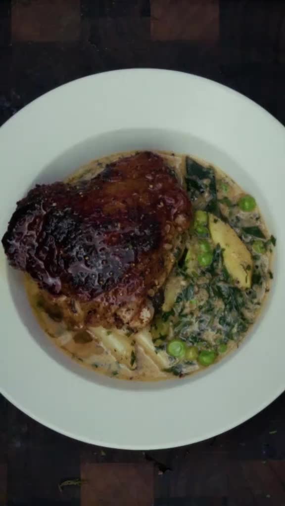 Spring Chicken with Asparagus, Courgettes & White Wine