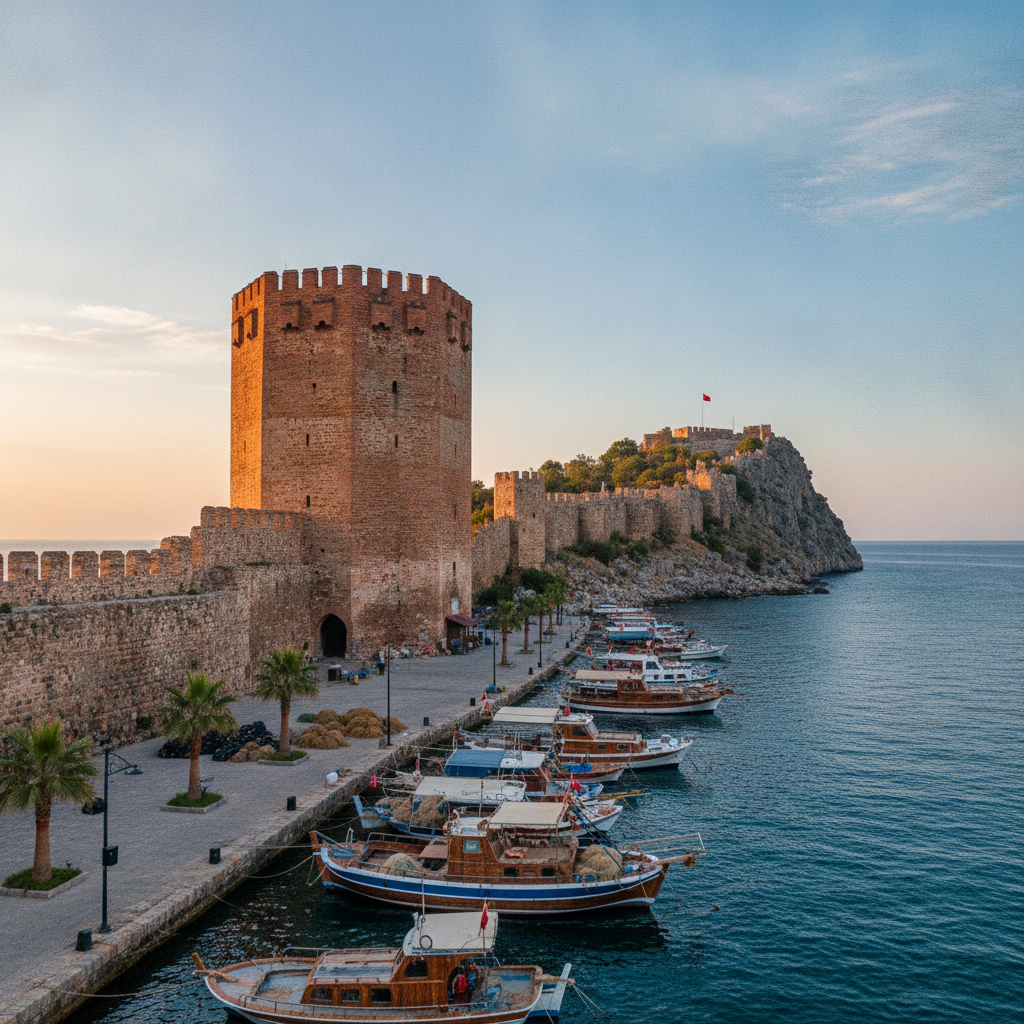Alanya Essential: The Seljuk Red Tower, the Fortress on the Promontory, Cleopatra Beach, Damlatas Cave, the Turkish Riviera Resort Character, and the Dim Cave Day Trip