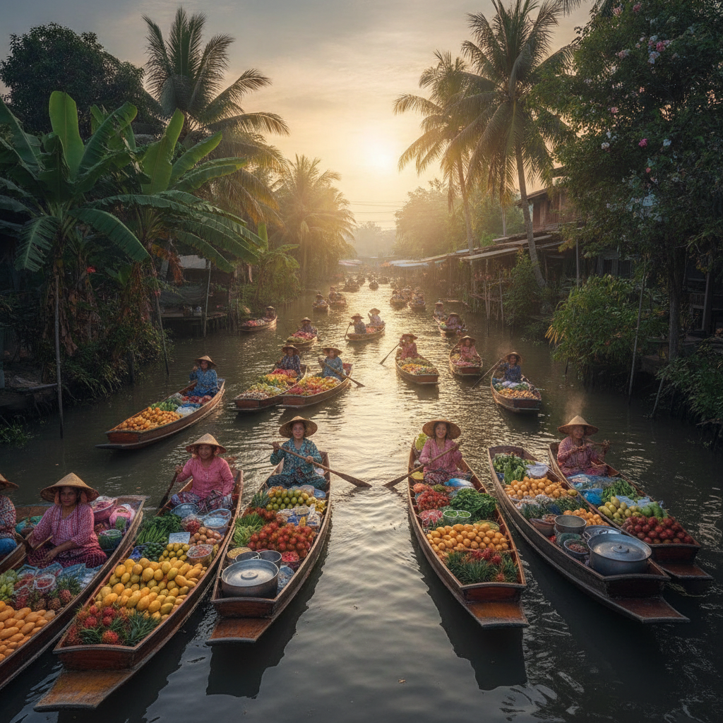 Damnoen Saduak Floating Market, Maeklong Railway & Amphawa Day Trip