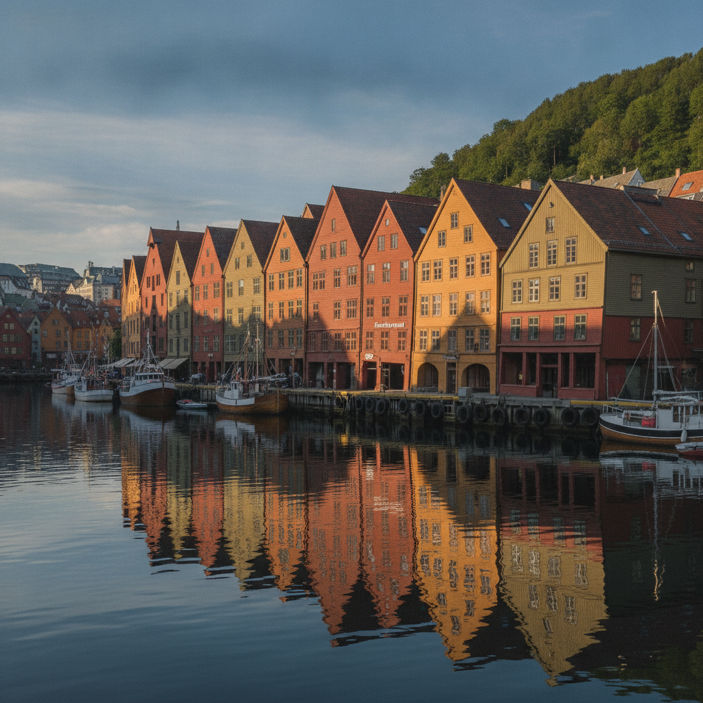 Bergen — Bryggen UNESCO Wharf, the Fish Market & the Fløibanen Funicular to the Mountain