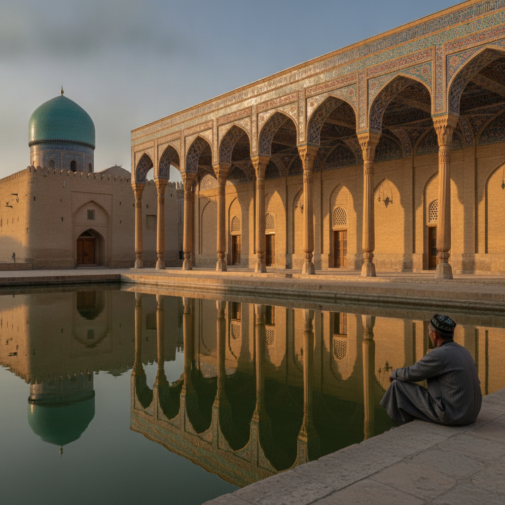 The Naqshbandi Silent Dhikr Order Founded 12km from Bukhara Now the Dominant Sufi Brotherhood from Turkey to China, the Prokudin-Gorsky 1911 Color Photograph of the Last Emir on the Ark Steps & the Bukharan Plov Center That Cooks Once Daily and Sells Out by Noon