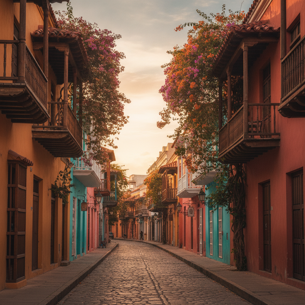 Cartagena's Coloured Colonial Architecture & Bougainvillea