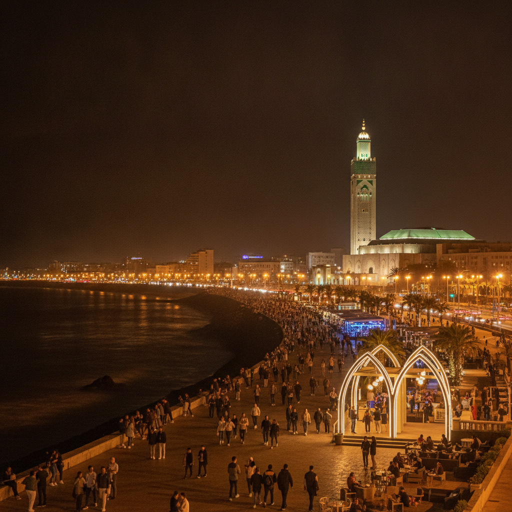 Casablanca Lifestyle: Ain Diab Beach, the Corniche Restaurant Scene, the Morocco Nightlife Capital, the Luxury Hotel Strip, and the Casablanca Urban Middle Class Culture
