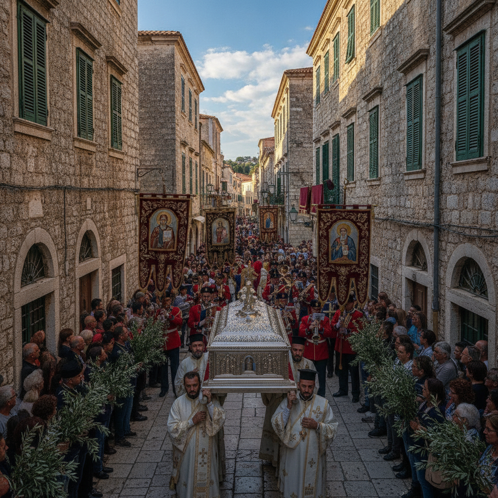Corfu Culture and Practical: Saint Spyridon Processions, the Three Philharmonic Bands, Shakespeare Tempest Connections, Mon Repos Archaeology, West Coast Olive Sunsets, and the Kapodistrias Airport Ferry Hub