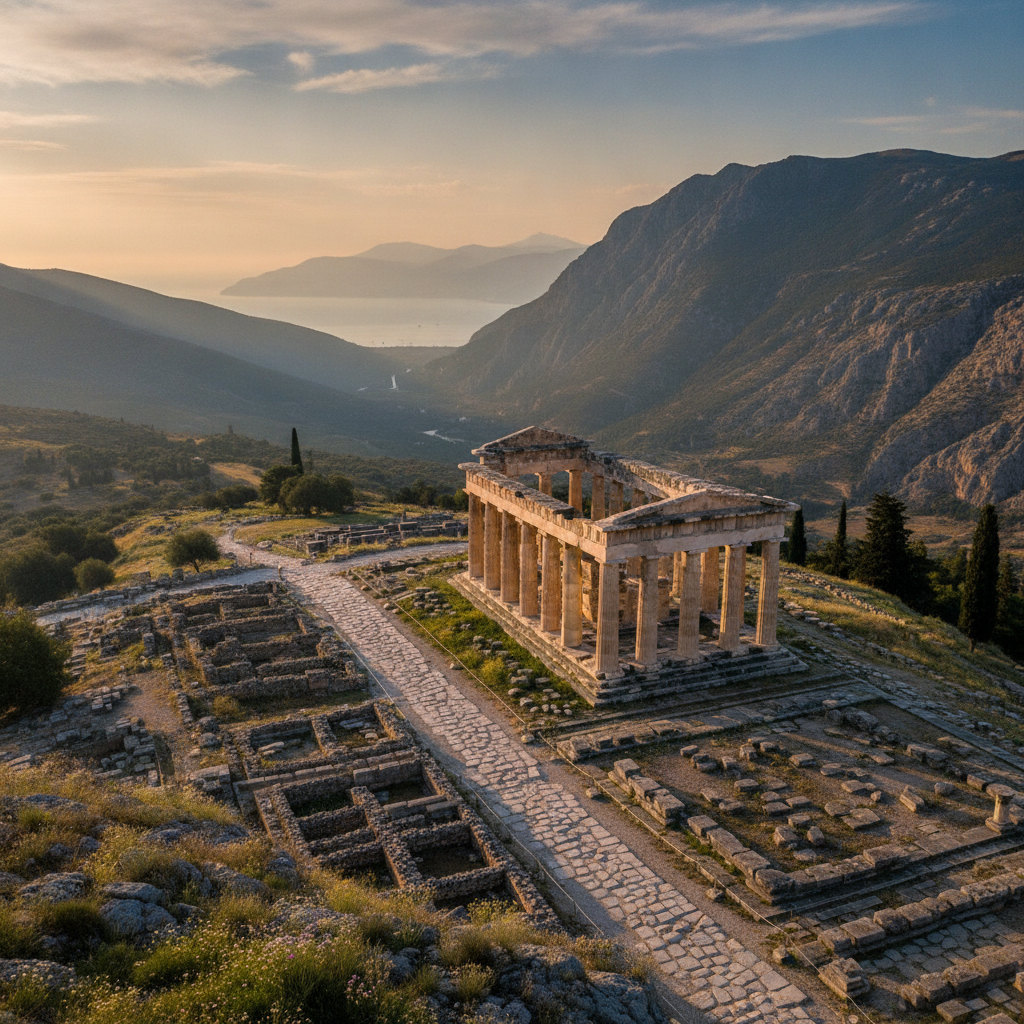 Delphi Oracle Sanctuary: The Temple of Apollo, Tholos of Athena, Charioteer of Delphi Museum, Castalian Spring, Arachova Mountain Village, and Mount Parnassus Skiing