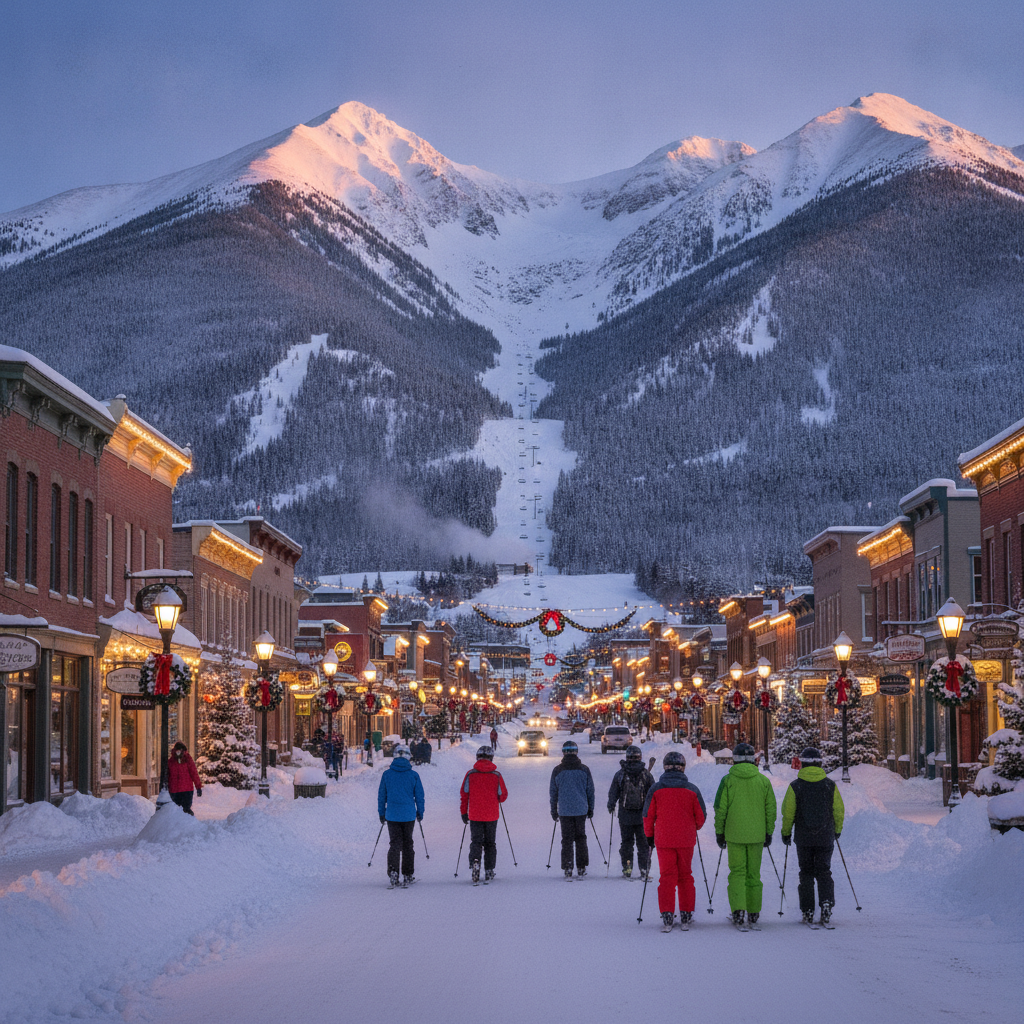 Denver: Breckenridge Skiing (most visited US resort, 1.45M skier-days, Victorian gold rush town), Vail Mountain (largest single ski mountain USA, Back Bowls, 10th Mountain Division history), Colorado 14ers Hiking (58 peaks over 14000ft, Mount Bierstadt accessible from Denver, Pikes Peak cog railway), Larimer Square and RiNo Art District, Denver Music Scene (Red Rocks, John Denver, Colorado festivals), and Boulder Day Trip (Flatirons, Pearl Street Mall, CU Boulder, outdoor culture)