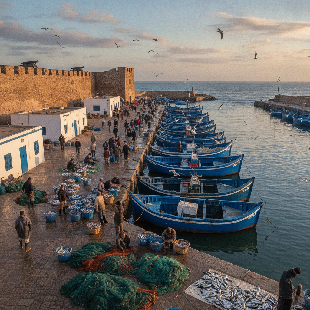 Essaouira Craft and Food: The Argan Oil Cooperatives, the Thuya Wood Marquetry Tradition, the Fishing Harbor Fresh Catch, the Medina Spice Market, and the Essaouira Food Culture