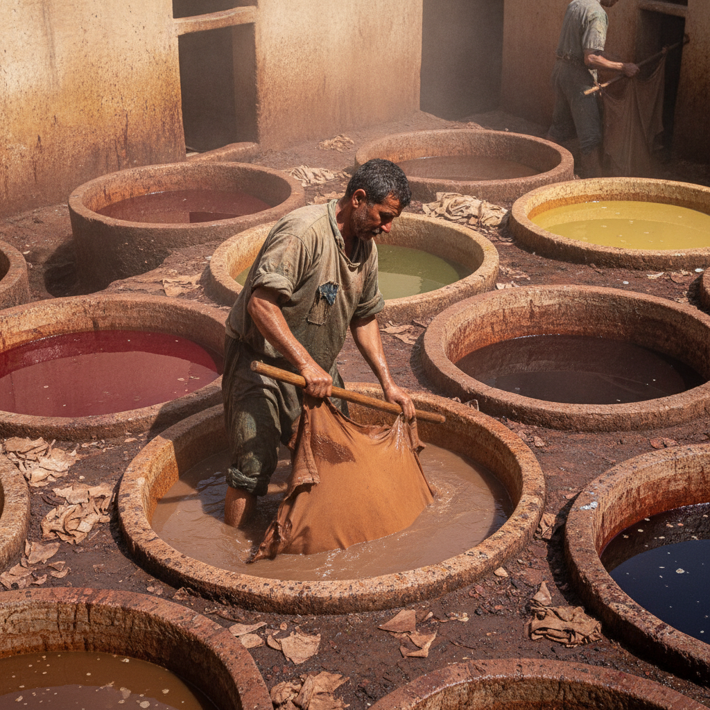 Fes Tanneries Deep Dive: The Complete Leather Process, the Natural Dye Chemistry, the Souk Cherratin, the Babouche Slipper Tradition, and the Fes Leather Market