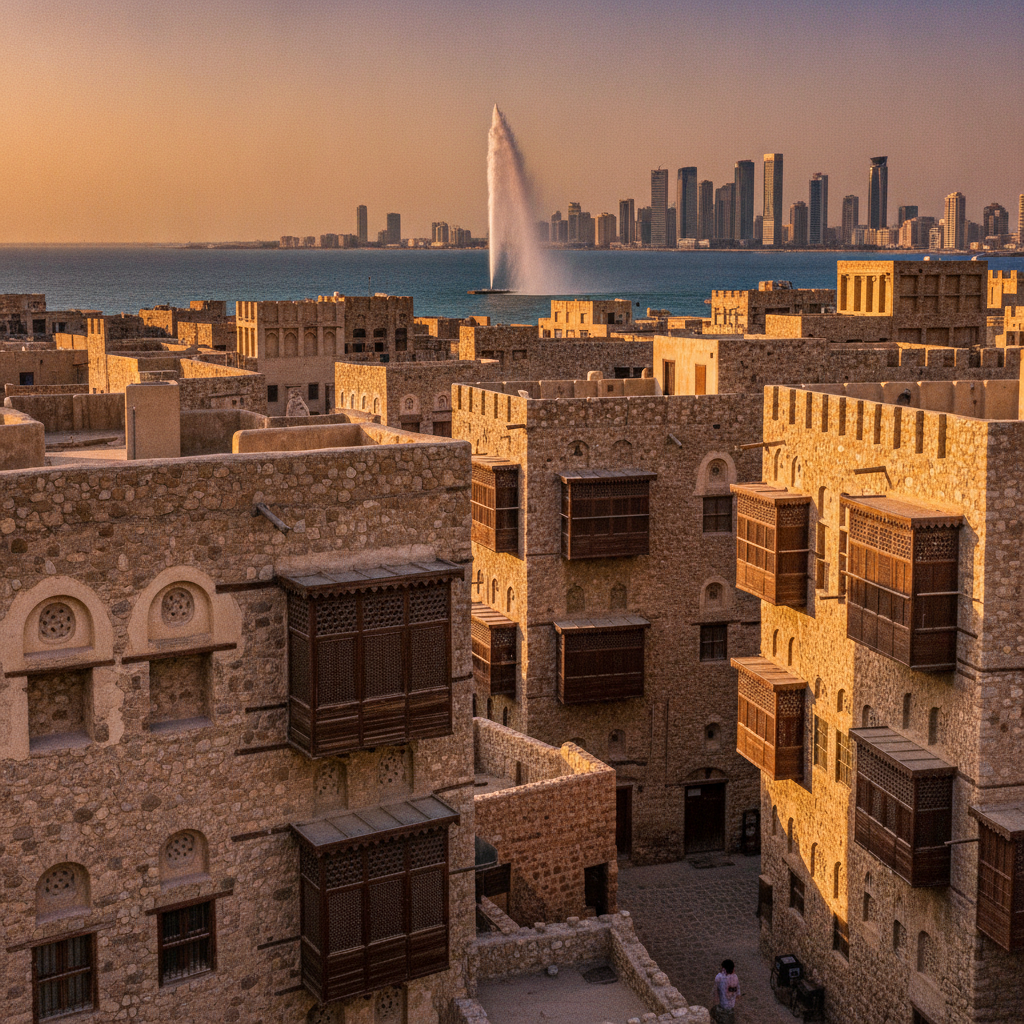 Jeddah Essential: The Al-Balad UNESCO Old Town, the King Fahd Fountain, the Red Sea Corniche, the Floating Mosque, and the Most Historically Vibrant Single Saudi City