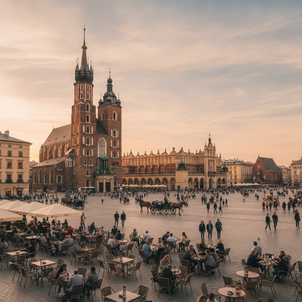Kraków Old Town — the Main Market Square, St. Mary's Basilica & Wawel Castle