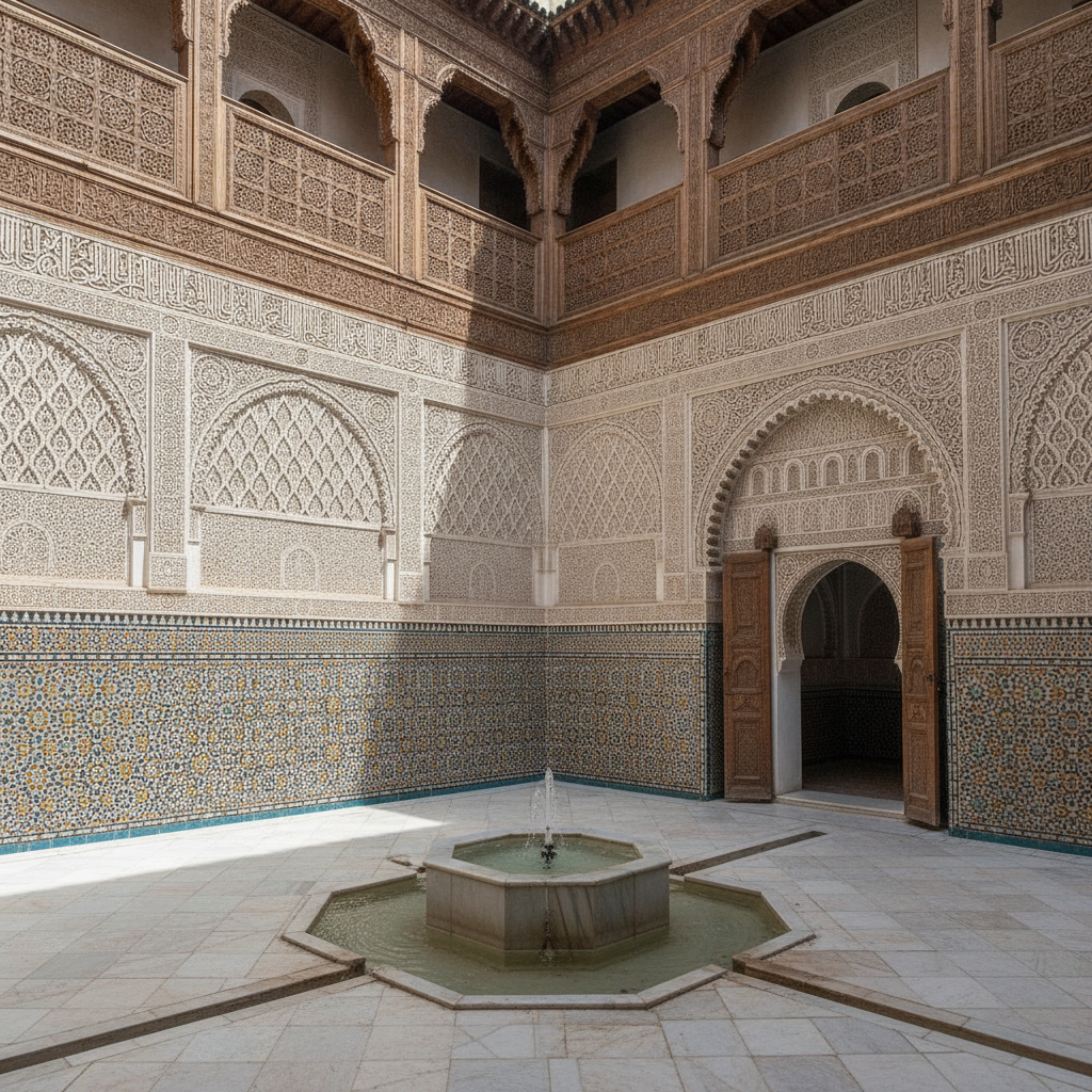 Meknes Medina: The Fabric Souk, the Bou Inania Madrasa, the Zellige Tile Workshops, the Carpet Market, and the Meknes Daily Life