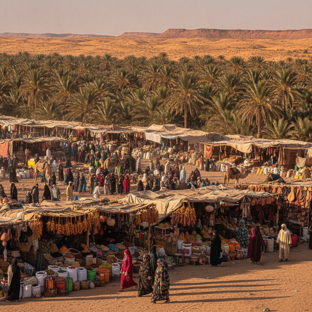 Merzouga Region: The Tafilalet Oasis, the Sijilmassa Ruins, the Rissani Berber Market, the Erfoud Date Festival, and the Pre-Saharan Cultural Landscape