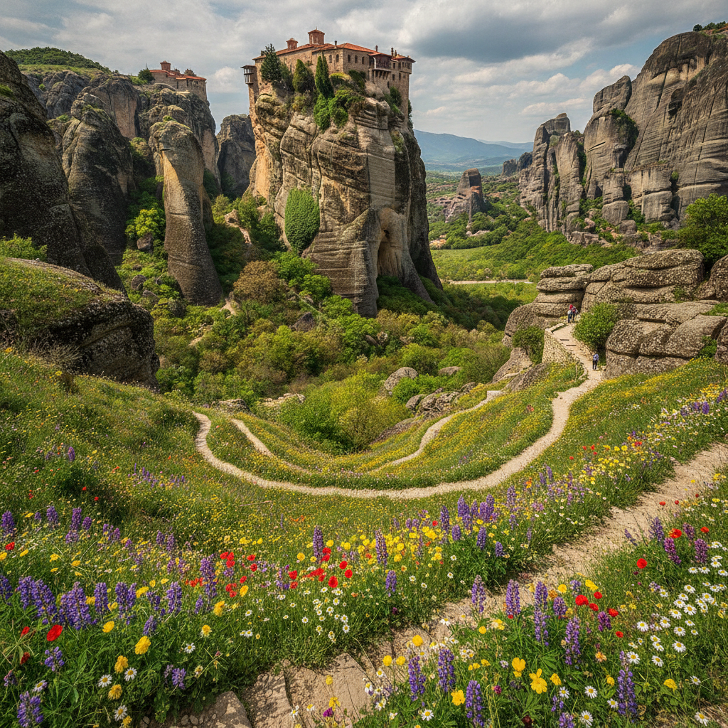 Meteora Active and Departure: Cycling the Valley Circuit, Hiking the Monastery Trail, Sunrise Photography, Four Seasons Guide, Delphi Day Trip, and the Farewell Silhouette