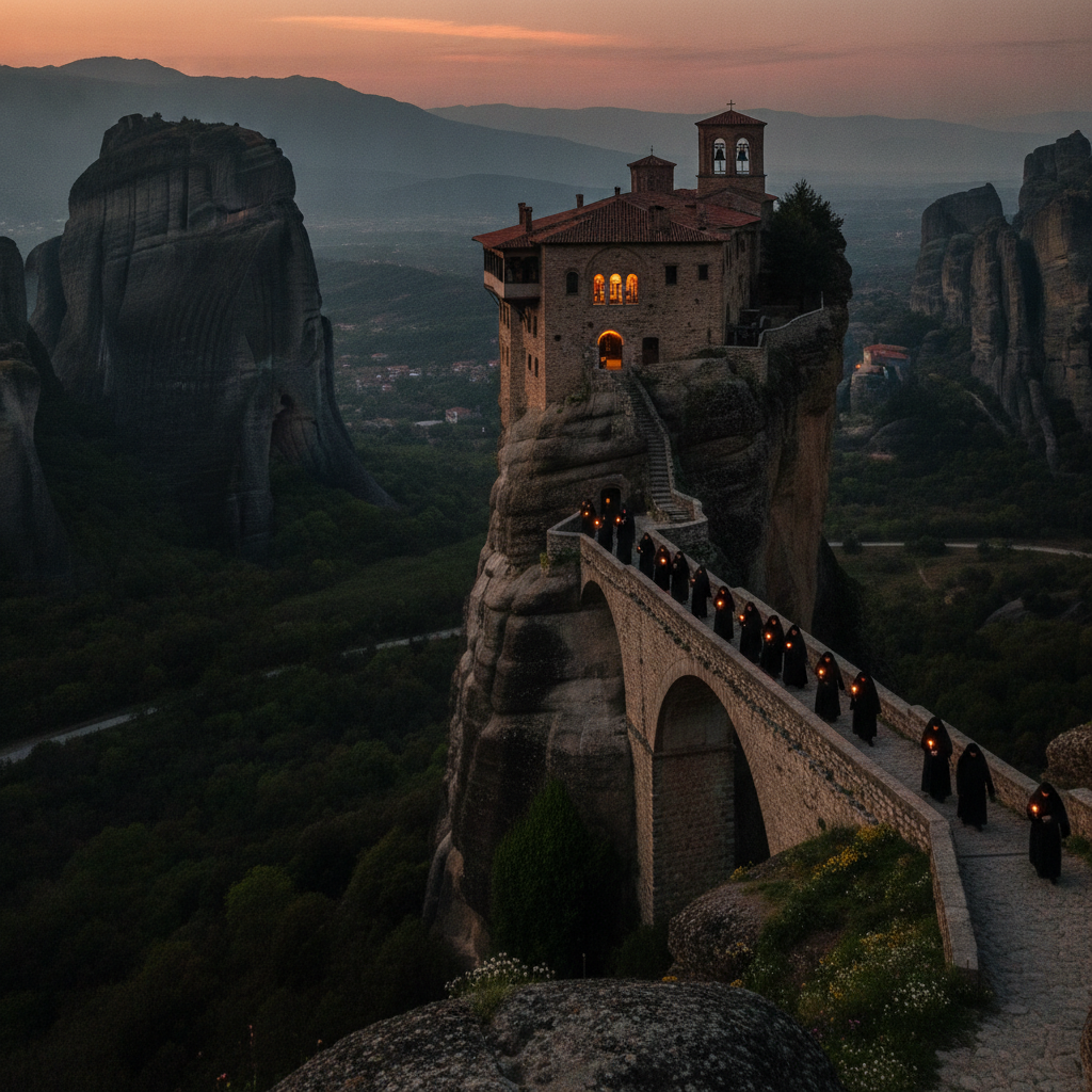Meteora Orthodox Calendar: Holy Week Easter Vigil, Annunciation and Greek Independence Day, Panegyri Saint Festivals, Canonical Hour Bells, Dormition Pilgrimage, and the Living Tradition